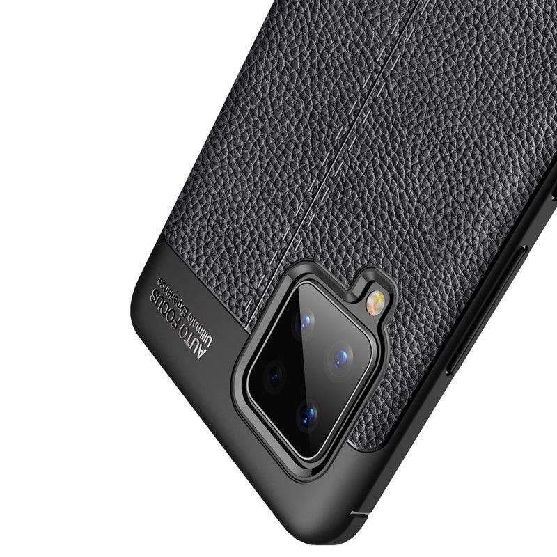 Hülle Samsung Galaxy A42 5G Schwarz Doppellinien-Litschileder-Effekt