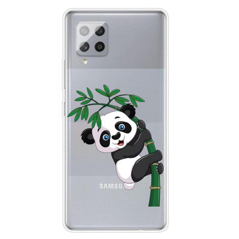 Hülle Samsung Galaxy A42 5G Transparenter Panda Auf Bambus