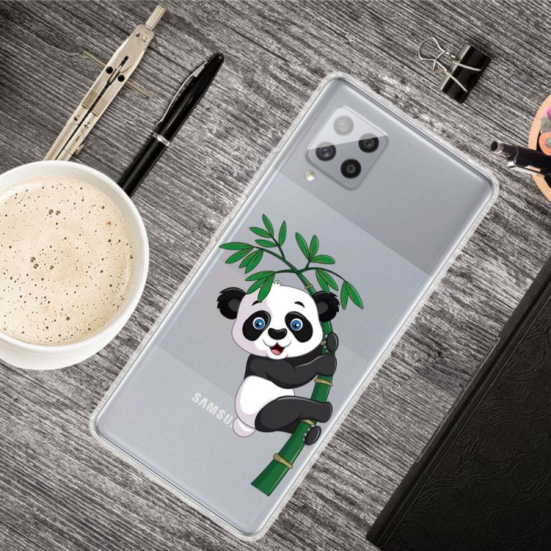 Hülle Samsung Galaxy A42 5G Transparenter Panda Auf Bambus