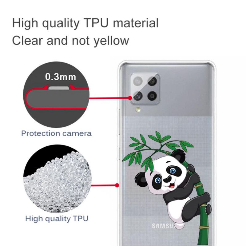Hülle Samsung Galaxy A42 5G Transparenter Panda Auf Bambus