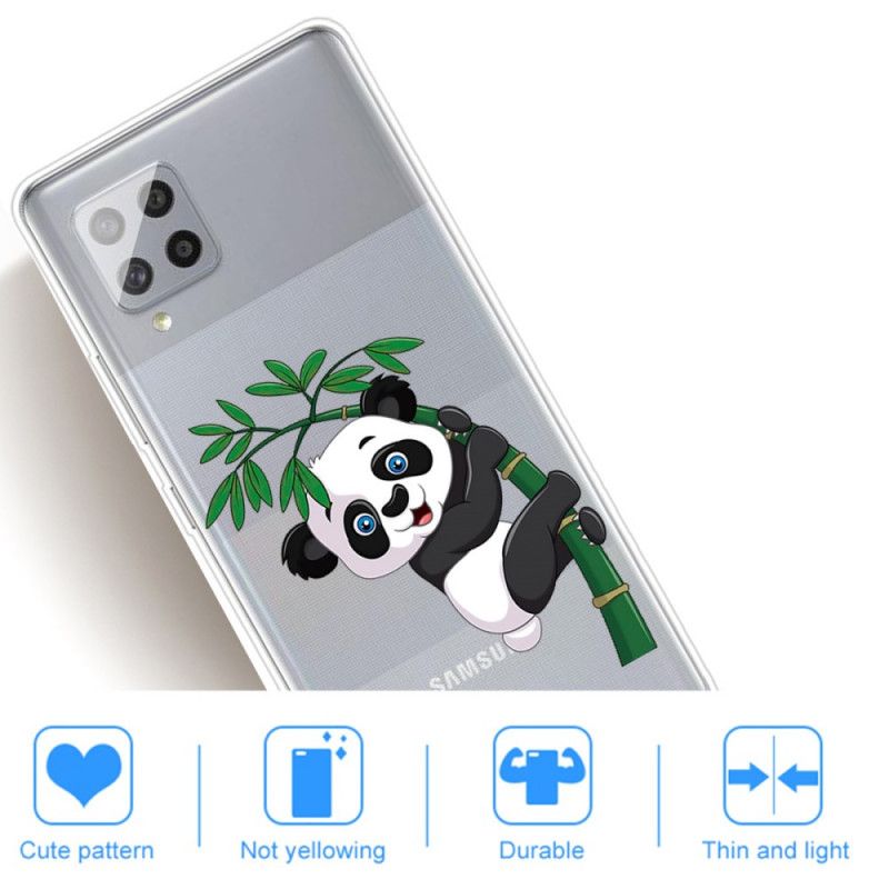 Hülle Samsung Galaxy A42 5G Transparenter Panda Auf Bambus