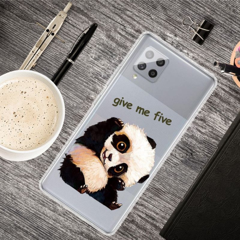 Hülle Samsung Galaxy A42 5G Transparenter Panda. Gib Mir Fünf