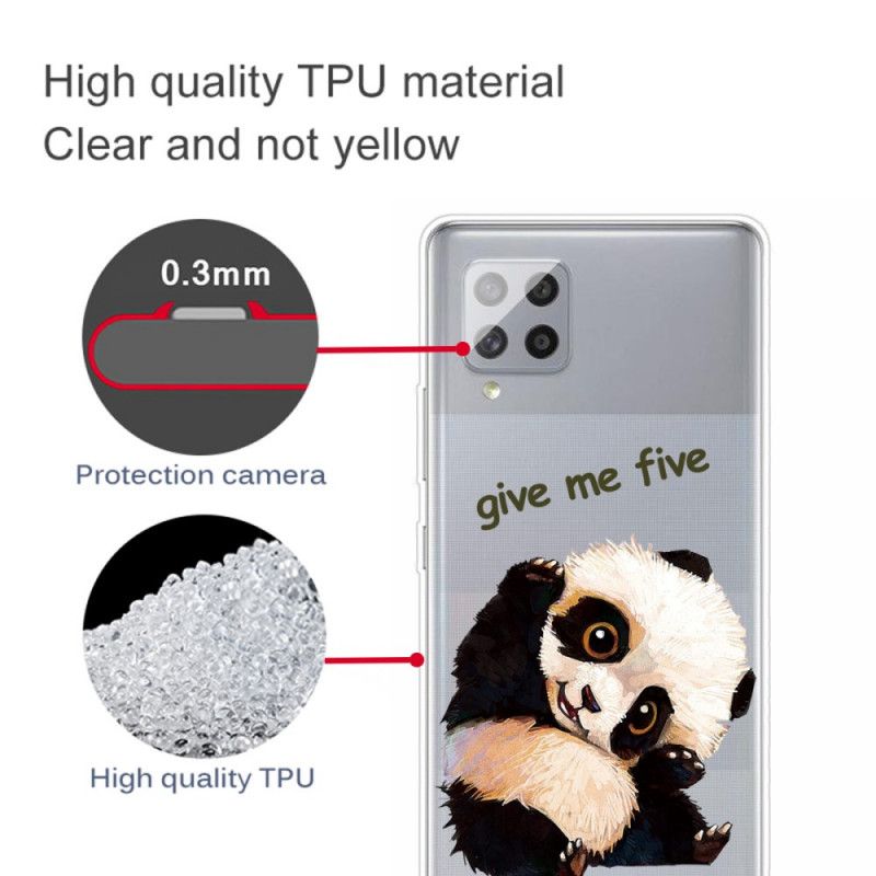 Hülle Samsung Galaxy A42 5G Transparenter Panda. Gib Mir Fünf