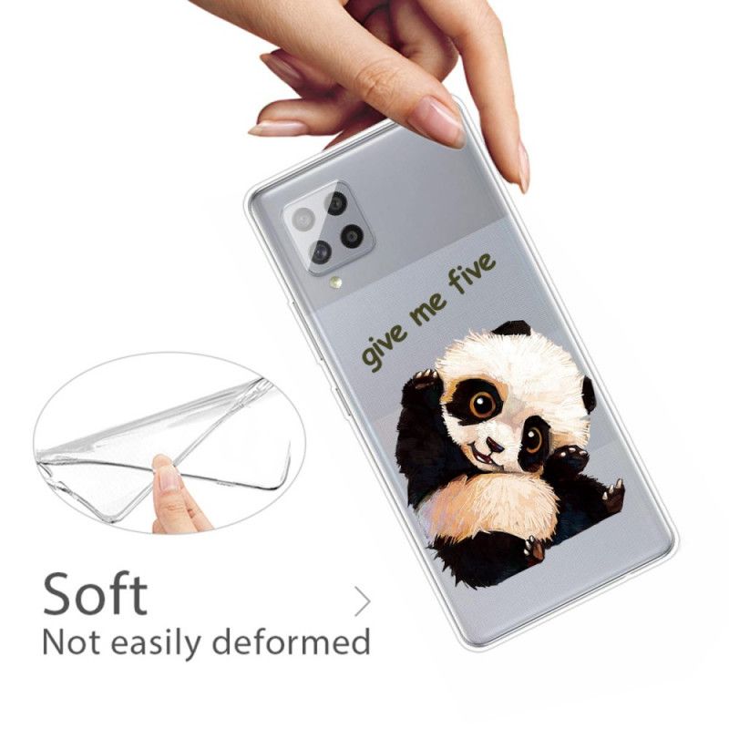 Hülle Samsung Galaxy A42 5G Transparenter Panda. Gib Mir Fünf