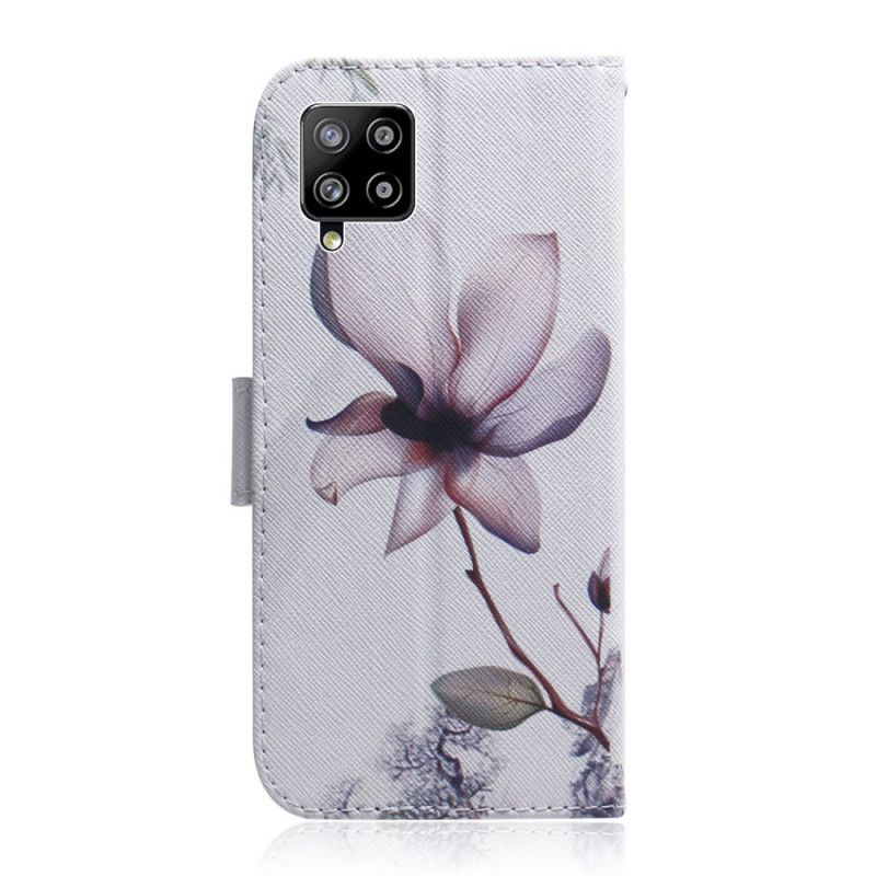 Lederhüllen Samsung Galaxy A42 5G Alte Rosenblüte