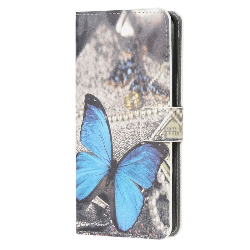 Lederhüllen Samsung Galaxy A42 5G Blauer Prestige-Schmetterling