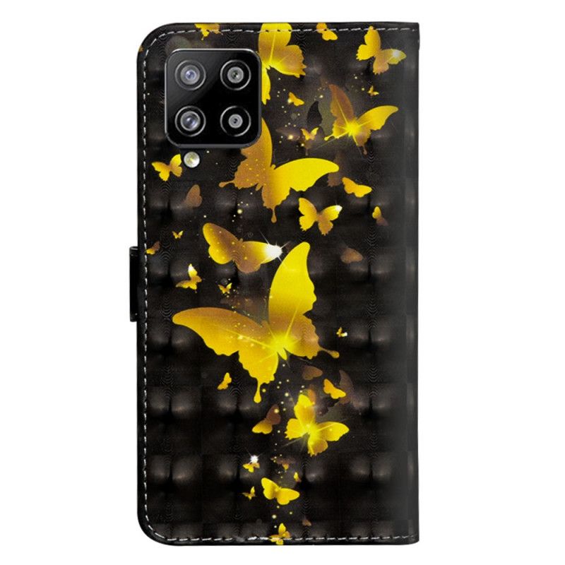 Lederhüllen Samsung Galaxy A42 5G Gelbe Schmetterlinge