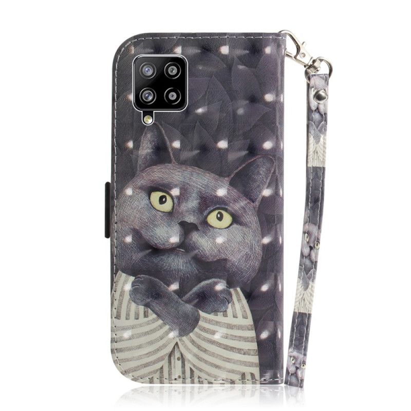 Lederhüllen Samsung Galaxy A42 5G Graue Katze Mit Tanga