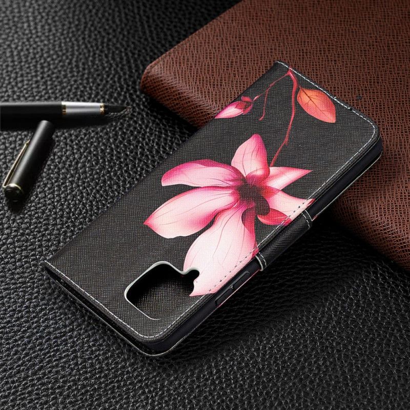 Lederhüllen Samsung Galaxy A42 5G Rosa Blume