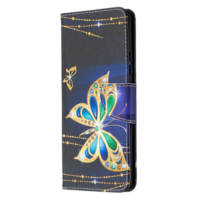 Lederhüllen Samsung Galaxy A42 5G Schwarz Könige Schmetterlinge