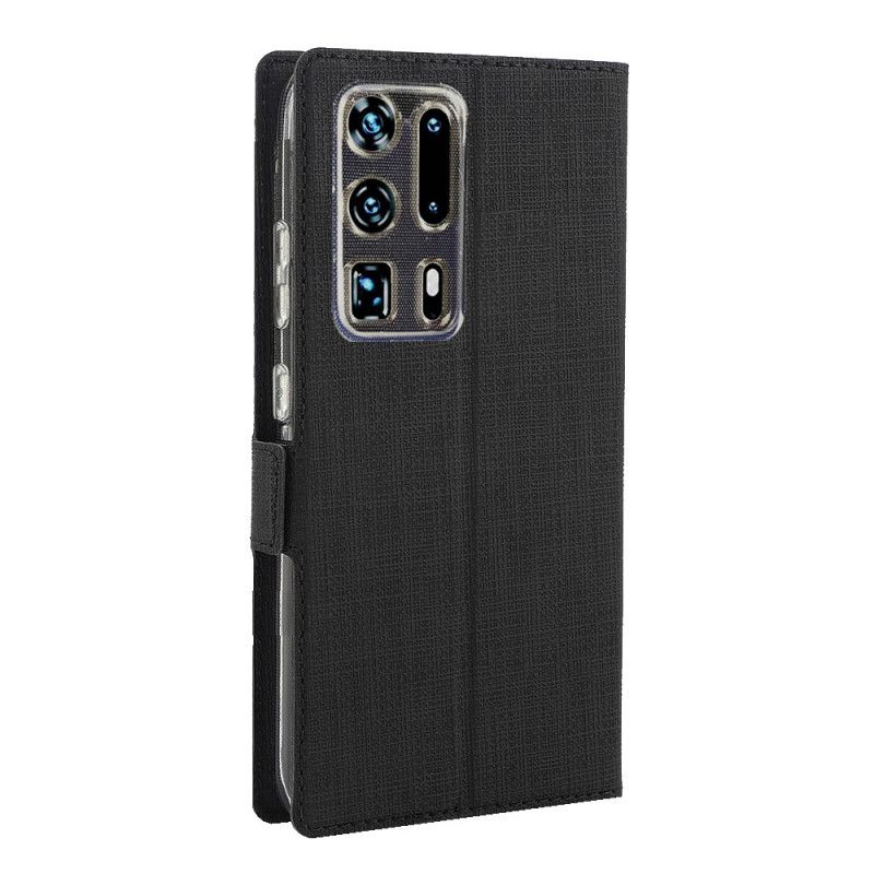 Flip Case Huawei P40 Pro Plus Schwarz Handyhülle Strukturiertes Vili Dmx