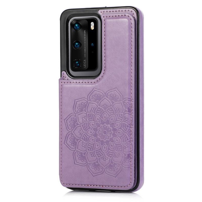 Hülle Für Huawei P40 Pro Plus Grau Mandala-Druckkartenhalter