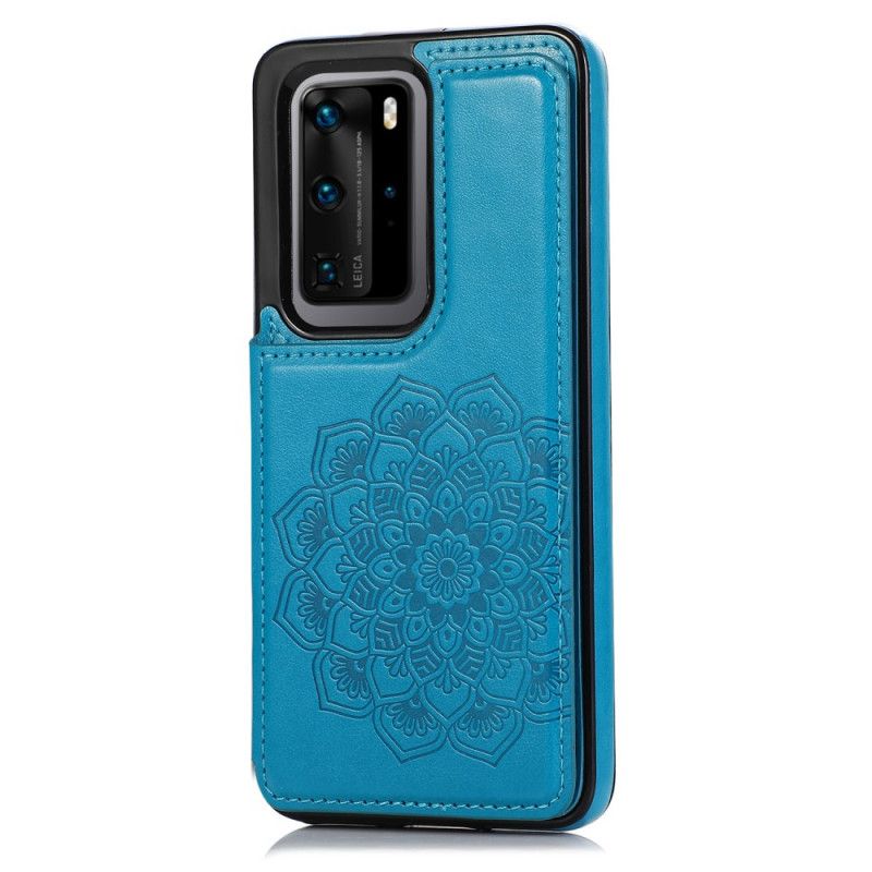 Hülle Für Huawei P40 Pro Plus Grau Mandala-Druckkartenhalter