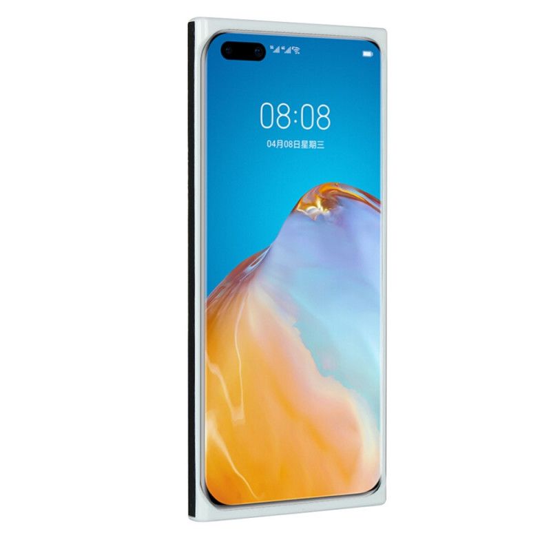 Hülle Für Huawei P40 Pro Plus Schwarz Echtes Litschileder Mit Riemen