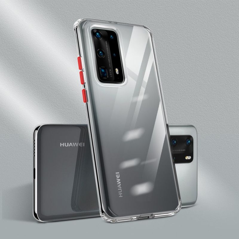 Hülle Für Huawei P40 Pro Plus Schwarz Transparente Farbige Knöpfe