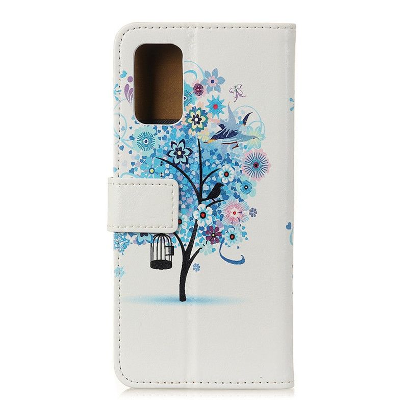 Lederhüllen Huawei P40 Pro Plus Hellblau Blühender Baum