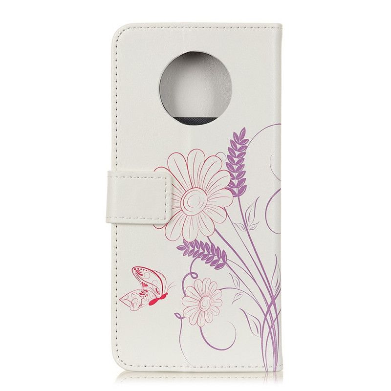 Lederhüllen Huawei Mate 40 Pro Schmetterlinge Und Blumen Zeichnen