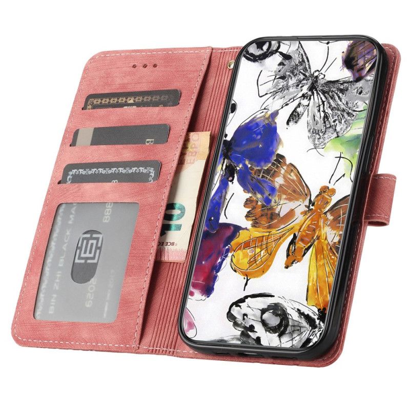 Lederhüllen Für Oppo Reno 14 5g Schmetterlinge In Wildlederoptik