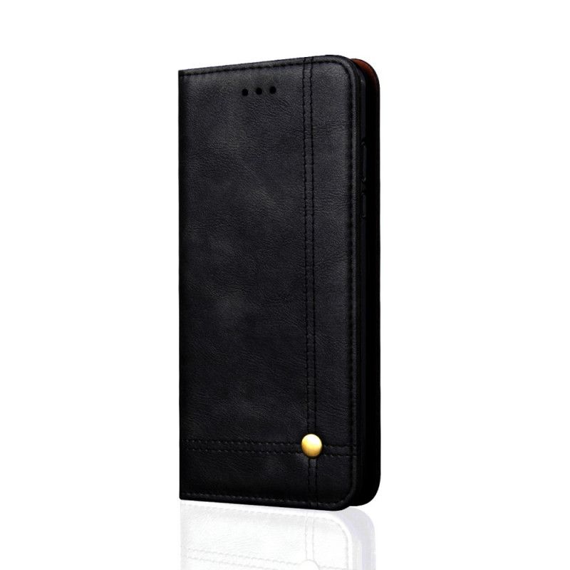 Flip Case Xiaomi Pocophone F1 Schwarz Genähter Ledereffekt