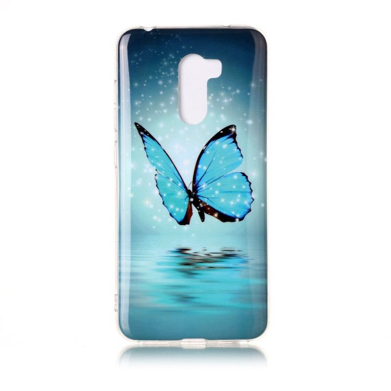 Hülle Xiaomi Pocophone F1 Handyhülle Fluoreszierender Blauer Schmetterling