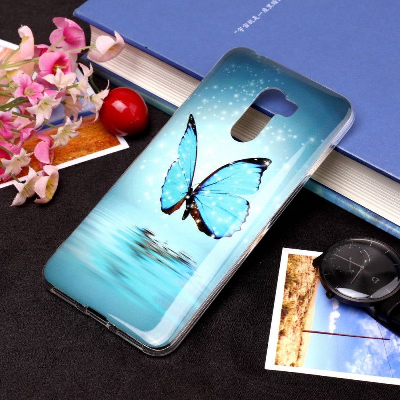 Hülle Xiaomi Pocophone F1 Handyhülle Fluoreszierender Blauer Schmetterling