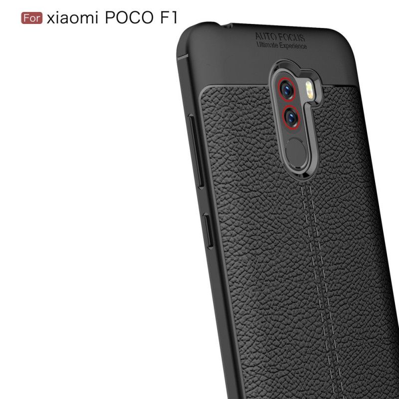 Hülle Xiaomi Pocophone F1 Schwarz Doppellinien-Litschileder-Effekt
