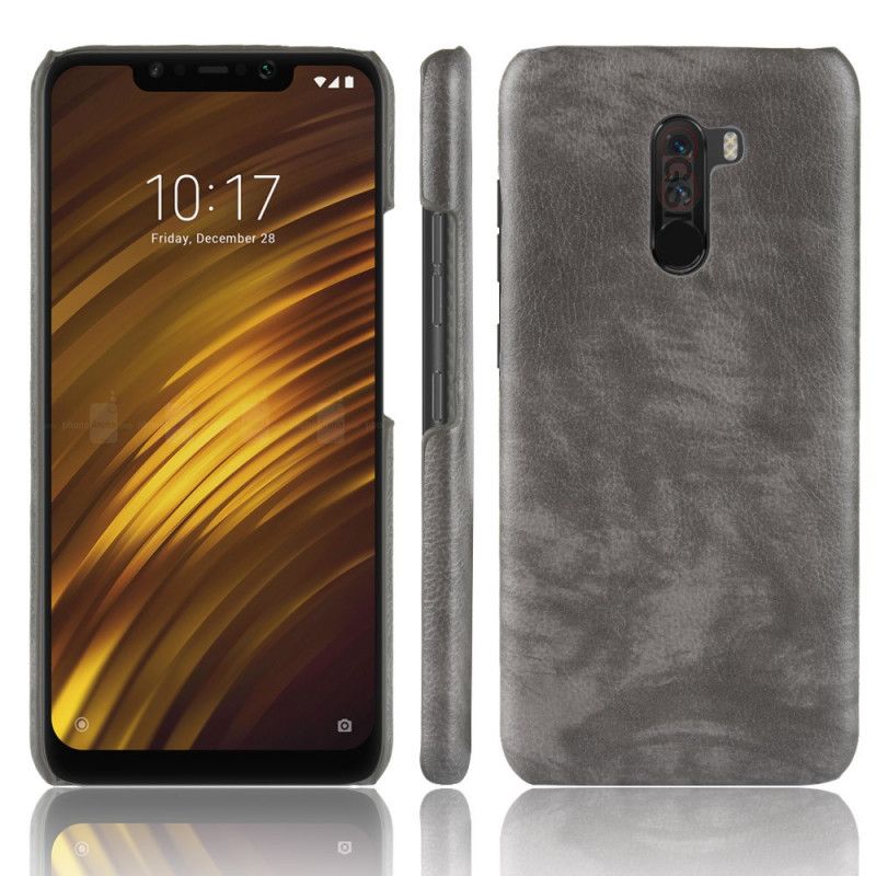 Hülle Xiaomi Pocophone F1 Schwarz Litschileder-Effekt