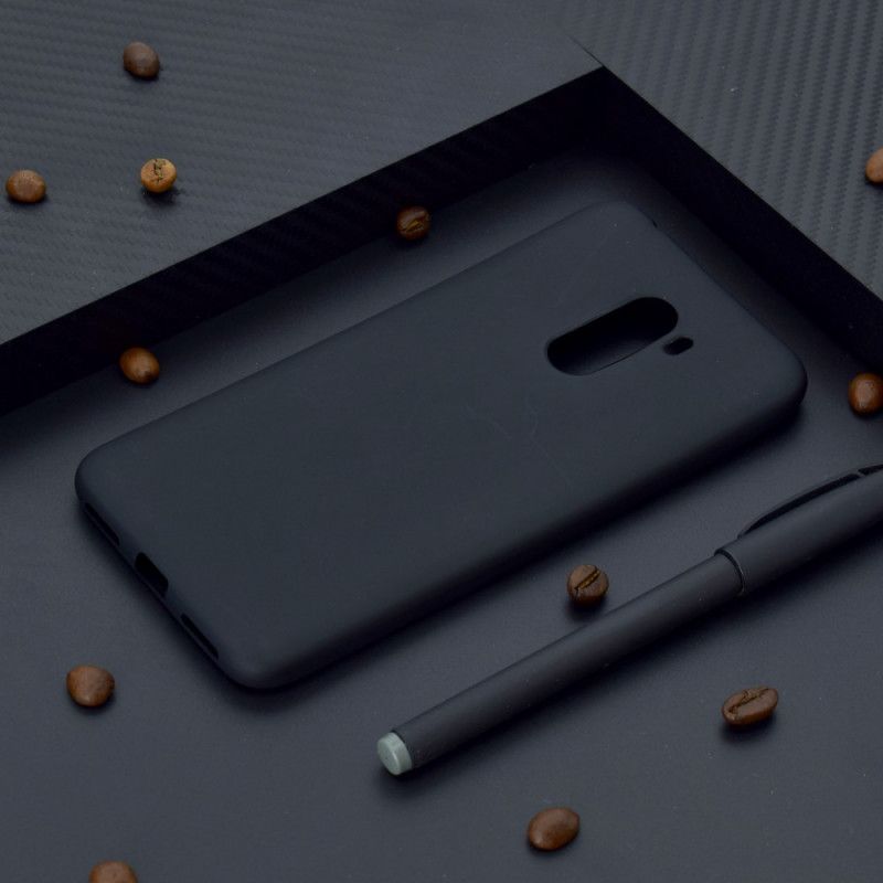 Hülle Xiaomi Pocophone F1 Schwarz Weiches Mattes Silikon