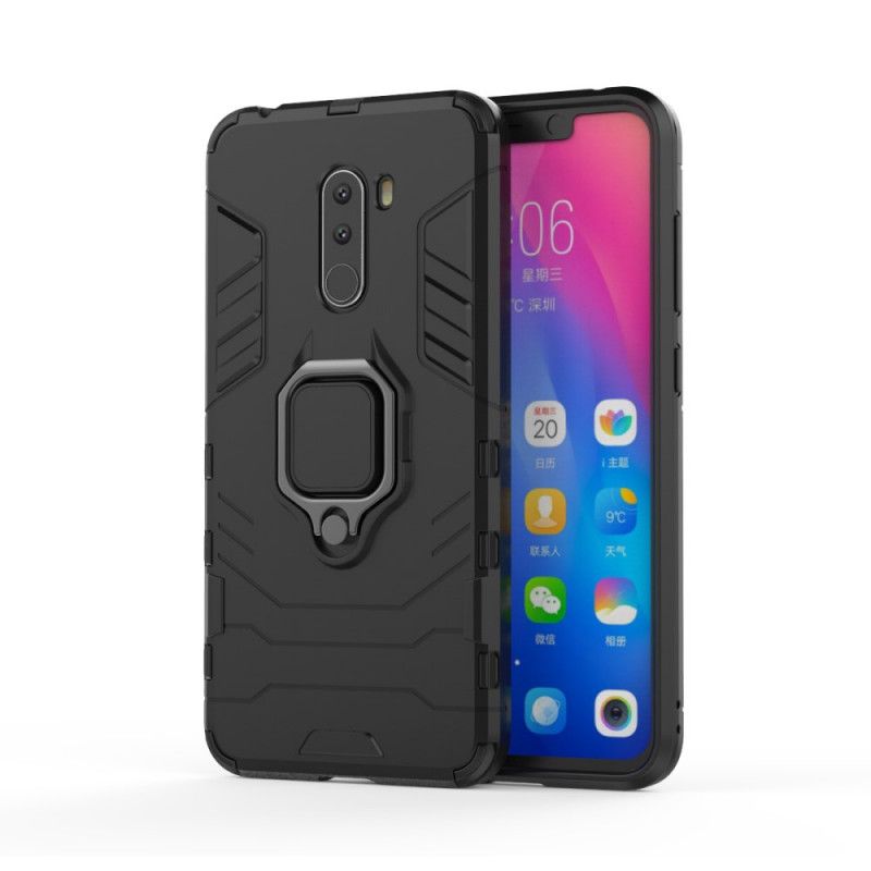 Hülle Xiaomi Pocophone F1 Schwarz Widerstandsfähiger Ring