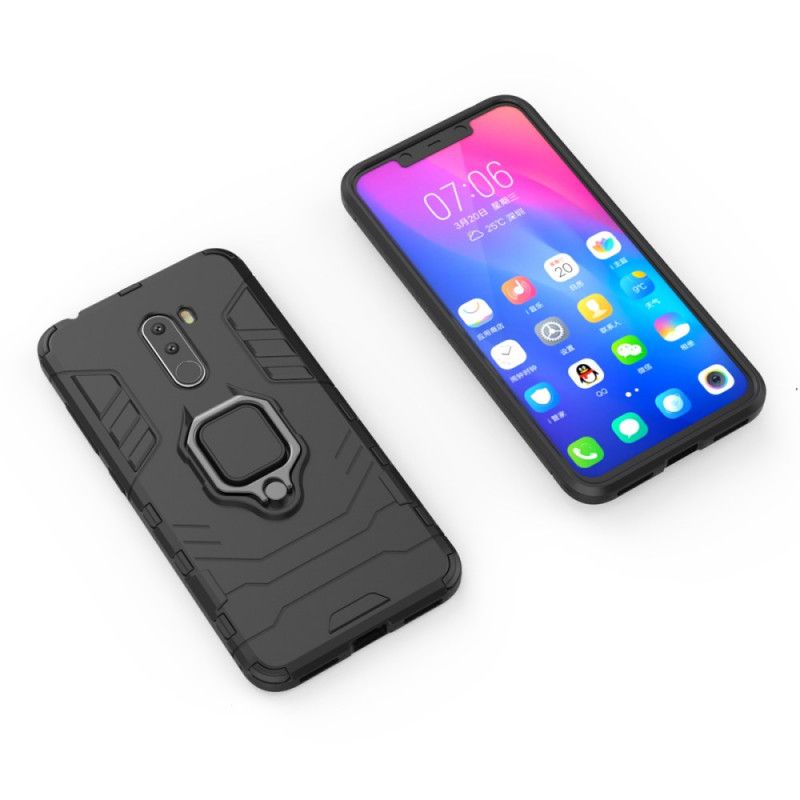 Hülle Xiaomi Pocophone F1 Schwarz Widerstandsfähiger Ring