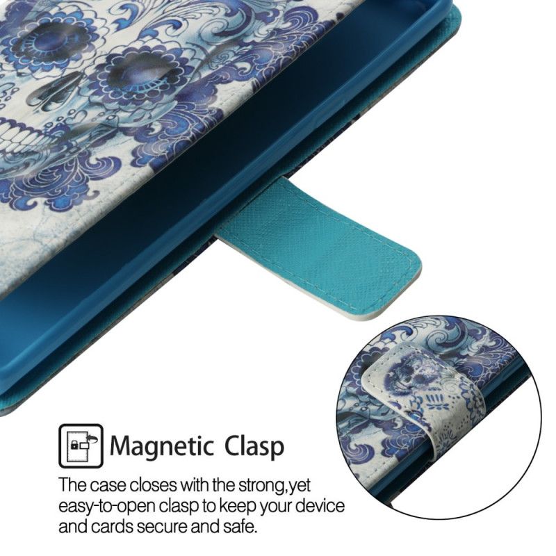Lederhüllen Xiaomi Pocophone F1 Handyhülle Blauer Schädel
