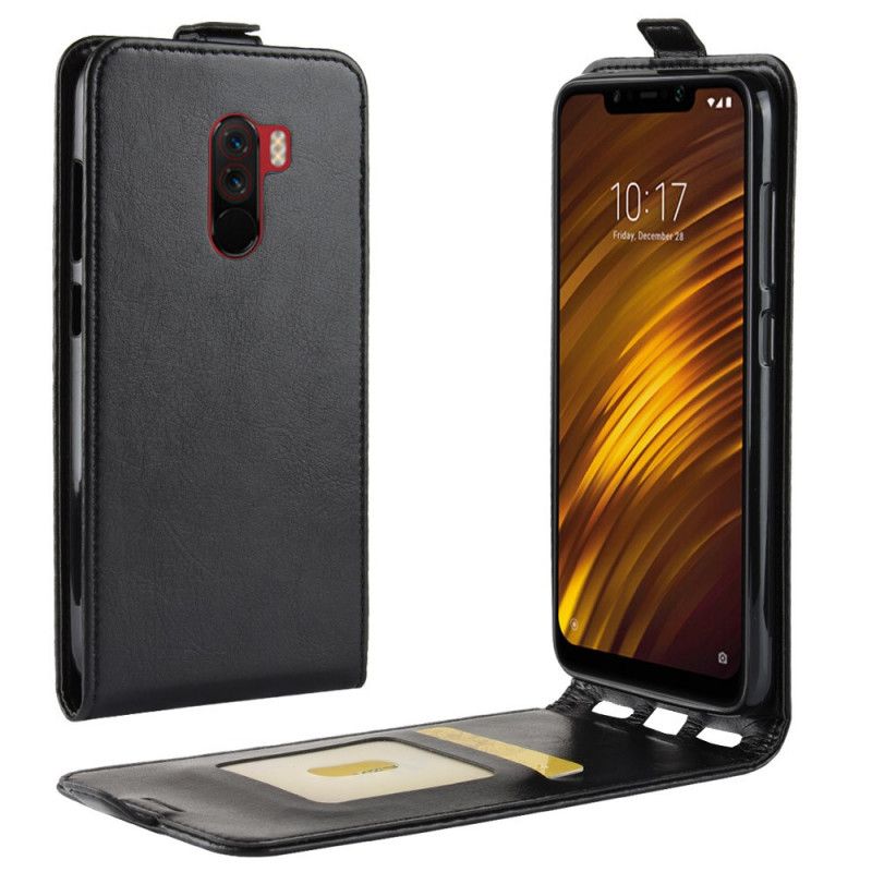 Lederhüllen Xiaomi Pocophone F1 Schwarz Faltbarer Ledereffekt