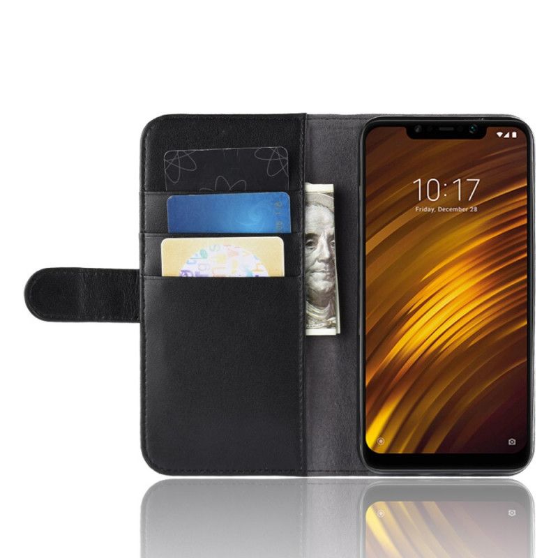 Lederhüllen Xiaomi Pocophone F1 Schwarz Gespaltenes Leder