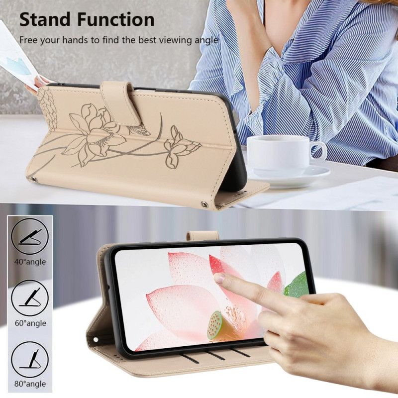 Lederhüllen Für Samsung Galaxy S26 Lotusmuster Mit Tragegurt