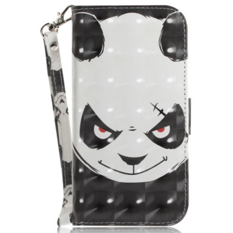 Lederhüllen Samsung Galaxy S26 Handyhülle Wütendes Panda-lanyard