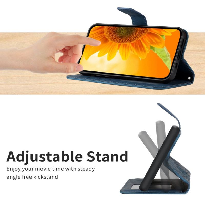 Lederhüllen Samsung Galaxy S26 Riemen Mit Sonnenblumenmuster