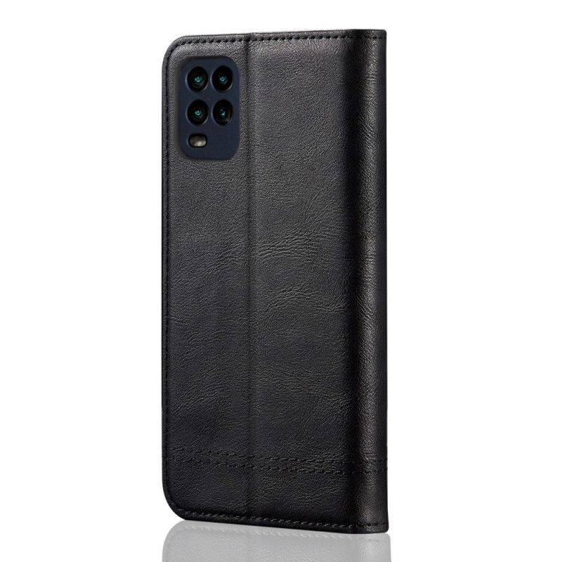 Flip Case Für Xiaomi Mi 10 Lite Schwarz Genähter Ledereffekt