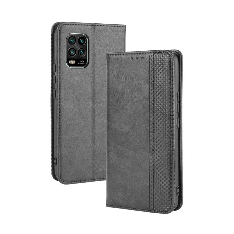 Flip Case Für Xiaomi Mi 10 Lite Schwarz Stilisierter Vintage-Ledereffekt
