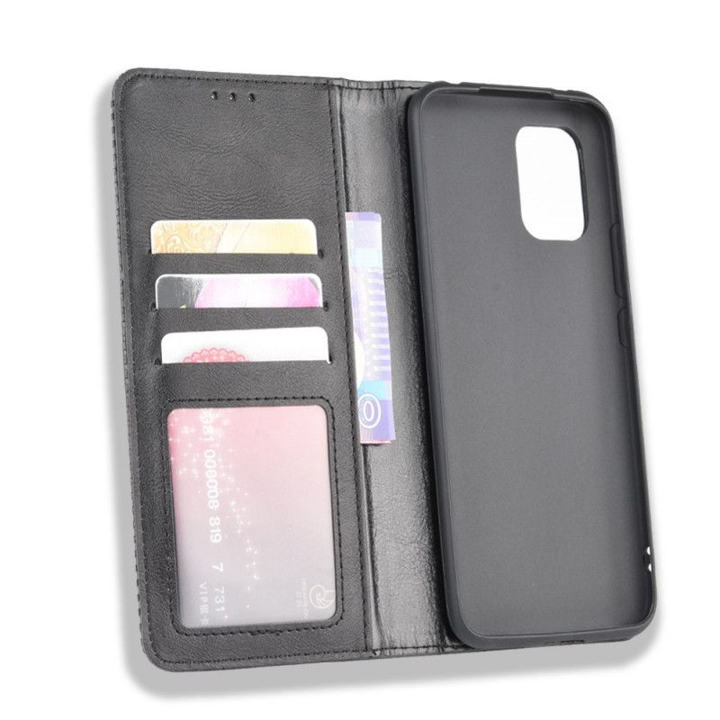 Flip Case Für Xiaomi Mi 10 Lite Schwarz Stilisierter Vintage-Ledereffekt