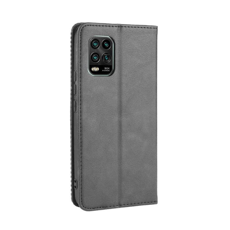 Flip Case Für Xiaomi Mi 10 Lite Schwarz Stilisierter Vintage-Ledereffekt