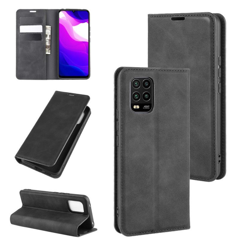 Flip Case Xiaomi Mi 10 Lite Schwarz Seidenweichledereffekt