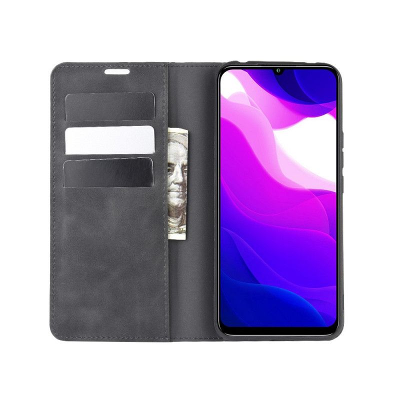 Flip Case Xiaomi Mi 10 Lite Schwarz Seidenweichledereffekt