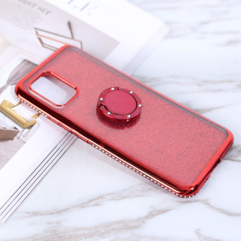 Hülle Für Xiaomi Mi 10 Lite Rot Pailletten Und Ringträgerdiamanten