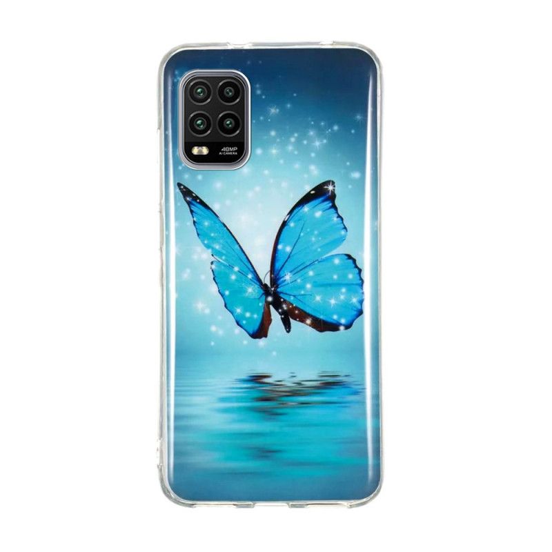 Hülle Xiaomi Mi 10 Lite Fluoreszierender Blauer Schmetterling