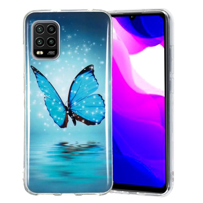 Hülle Xiaomi Mi 10 Lite Fluoreszierender Blauer Schmetterling