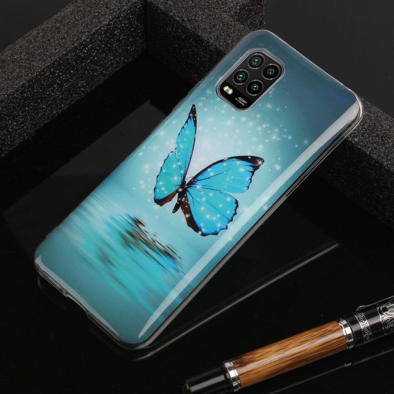 Hülle Xiaomi Mi 10 Lite Fluoreszierender Blauer Schmetterling