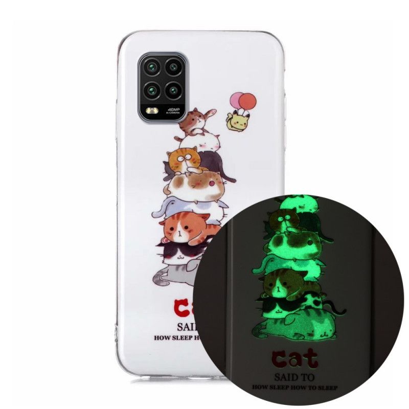 Hülle Xiaomi Mi 10 Lite Handyhülle Fluoreszierende Katzen