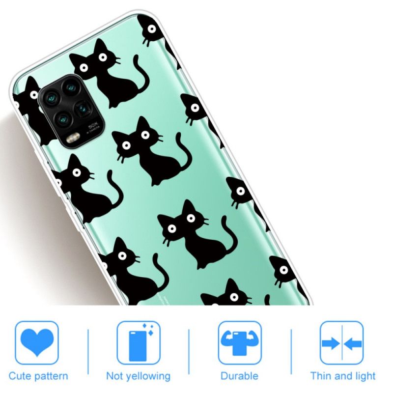 Hülle Xiaomi Mi 10 Lite Mehrere Schwarze Katzen