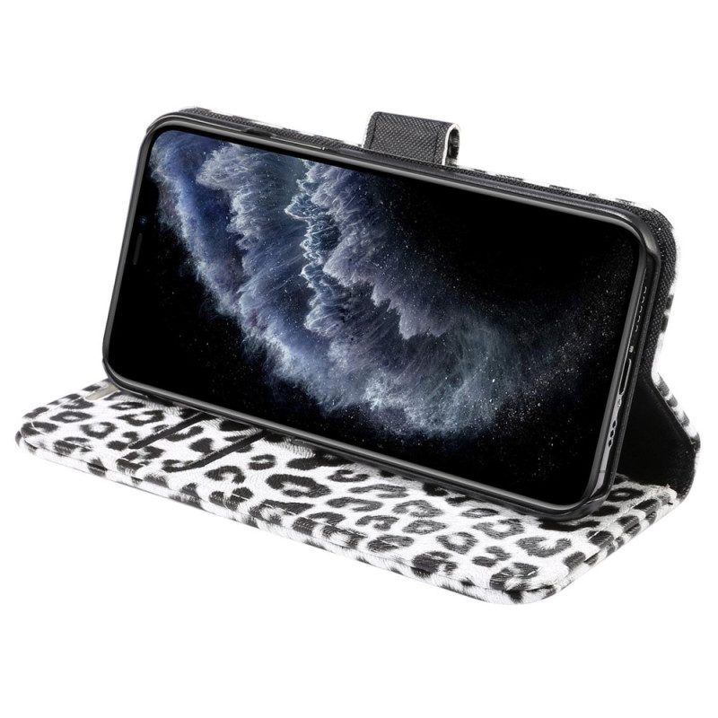 Flip Case Für iPhone 14 Plus Leopardenfell-stil