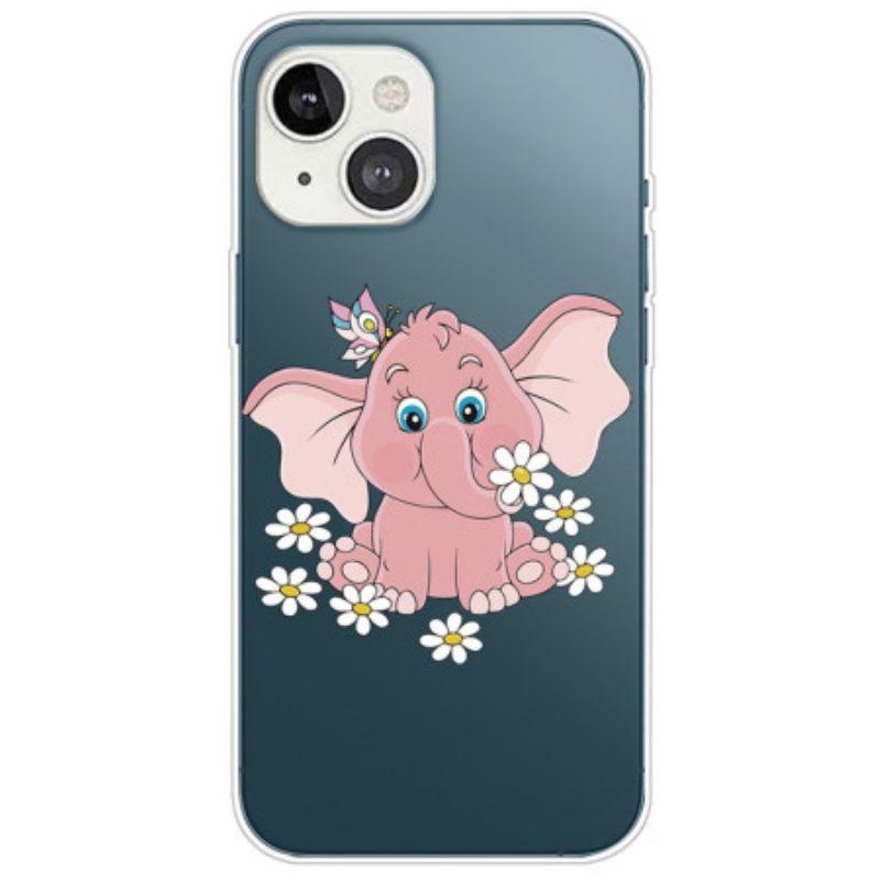 Hülle Für iPhone 14 Plus Nahtloser Rosa Elefant